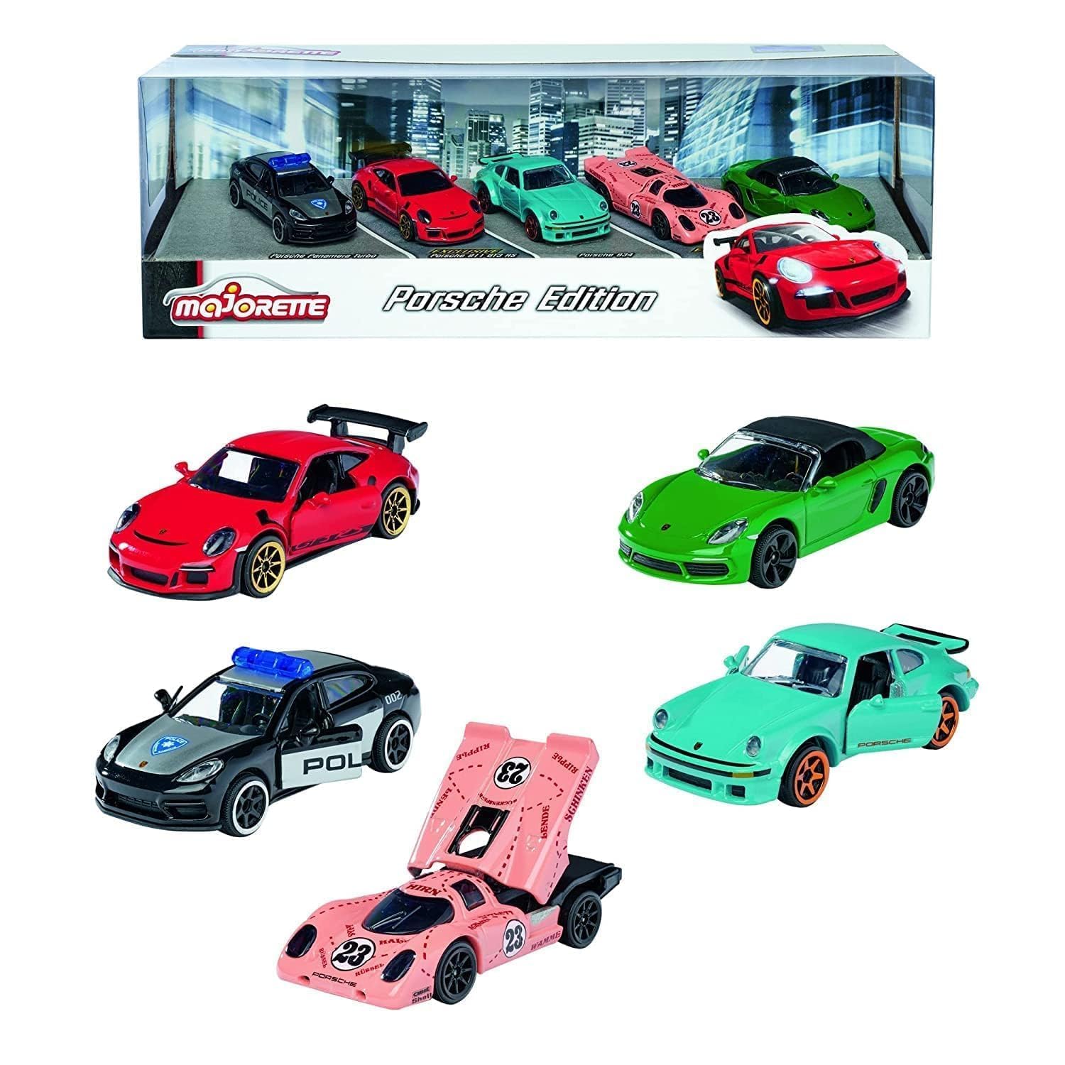 Majorette – Porsche 2025 5-Piece Diecast Giftpack | 1:64 Scale Model Cars (Ages 3+)