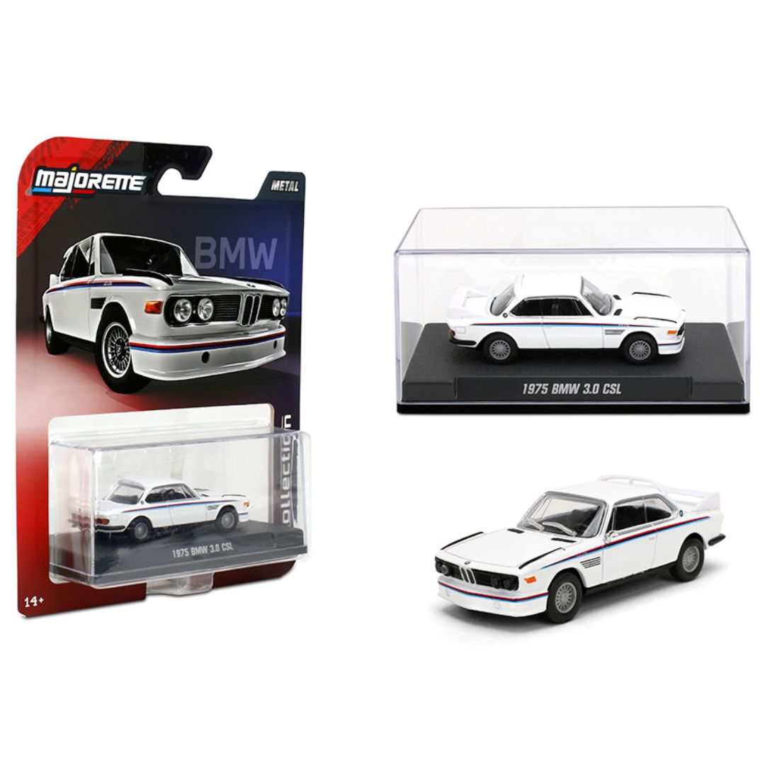 Majorette Collection Series Wave 2 – 1975 BMW 3.0 CSL, White | 1:64 Diecast Model (Ages 14+)