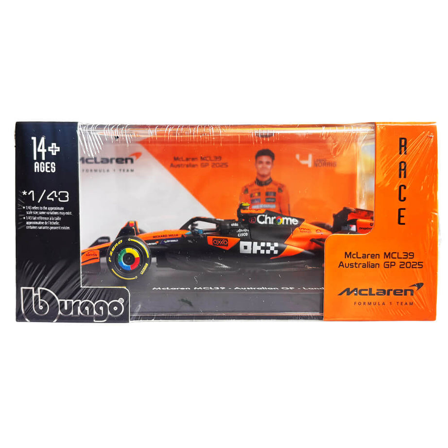 2025 McLaren MCL39 No.4 (Lando Norris) – 1:43 Bburago Formula 1