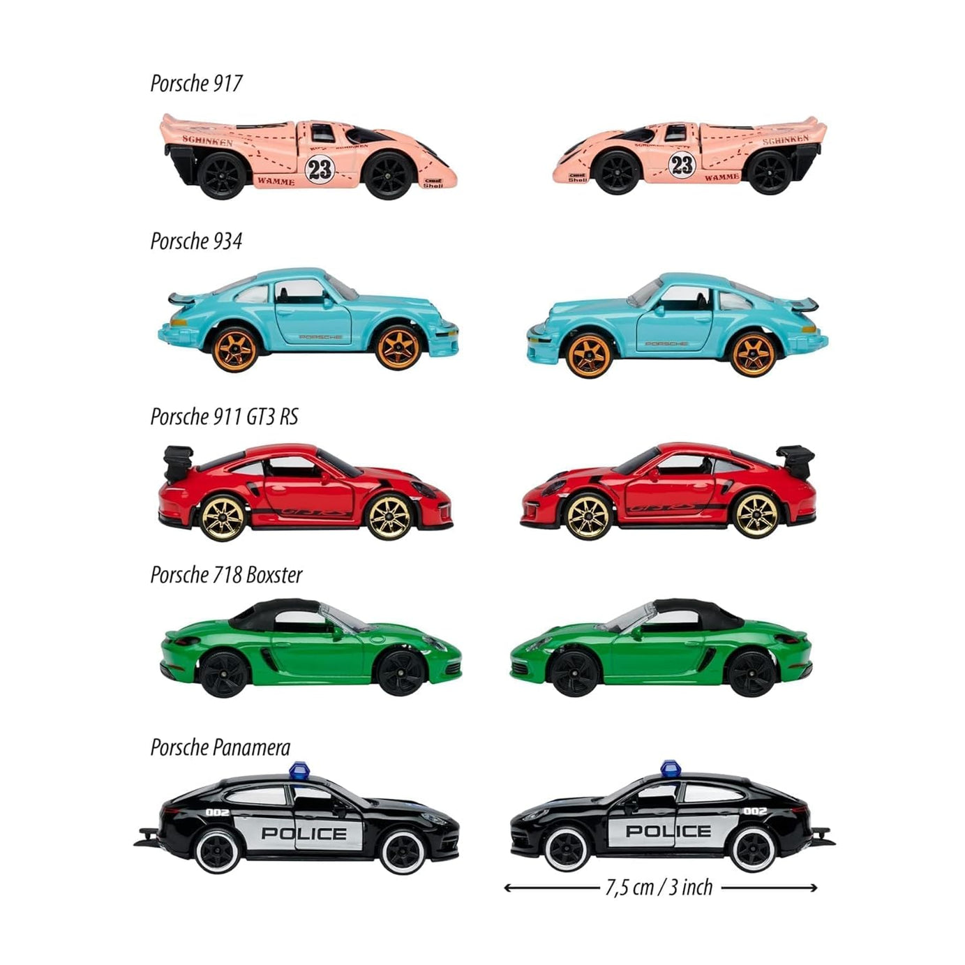 Majorette – Porsche 2025 5-Piece Diecast Giftpack | 1:64 Scale Model Cars (Ages 3+)