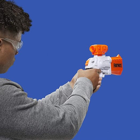 NERF Fortnite Sr Blaster, 4-Dart Hammer Action, Includes Removable Scope and 8 Elite Darts, 8+
