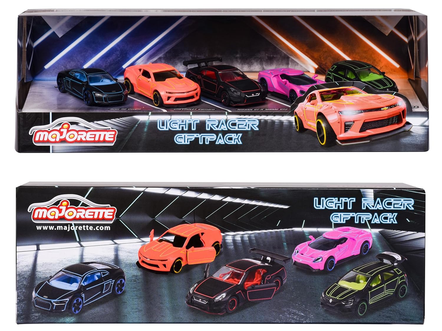 Majorette – Light Racer Giftpack (2023) 5 Piece Diecast Giftpack | 1:64 Scale Model Cars (Ages 3+)