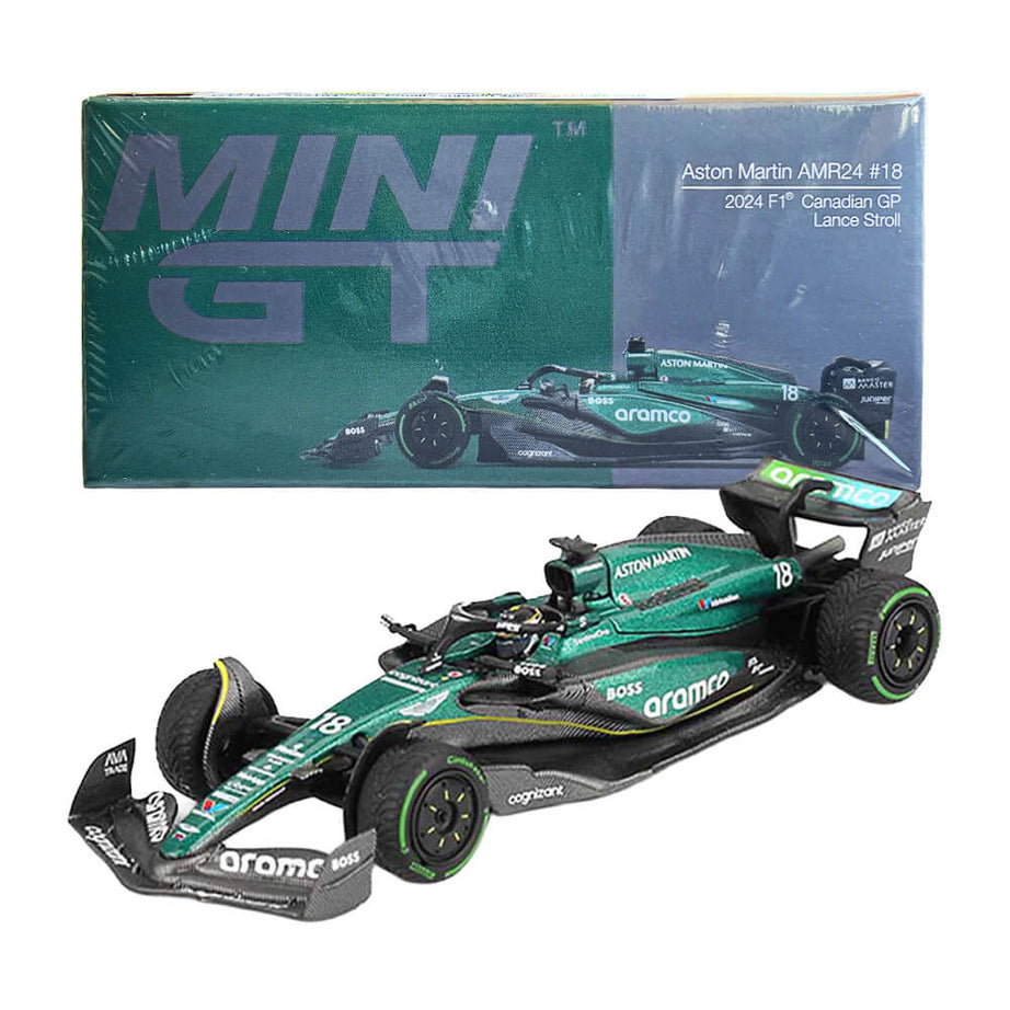 Aston Martin AMR24 #18 Lance Stroll 2024 Canadian GP – Mini GT 1114 Boxed