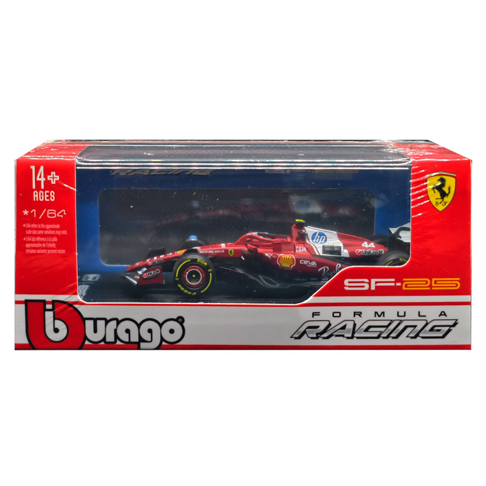 Ferrari SF25 No.44 (Lewis Hamilton, 2025) – 1:64 Bburago Diecast