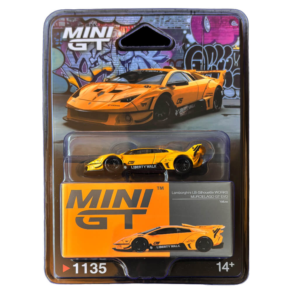 Lamborghini LB-Silhouette WORKS Murciélago GT Evo Yellow – Mini GT 1135 Blister Pack