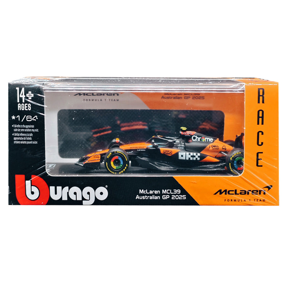 Bburago - F1 McLaren F1 MCL39 2025#4 Lando Norris, voiture miniature à l'échelle 1:64, réplique détaillée d'une monoplace de Formule 1, couleurs officielles McLaren, blister de collection, 14 Bburago - F1 McLaren F1 MCL39 2025#4 Lando Norris, voiture miniature à l'échelle 1:64, réplique détaillée d'une monoplace de Formule 1, couleurs officielles McLaren, blister de collection, 14