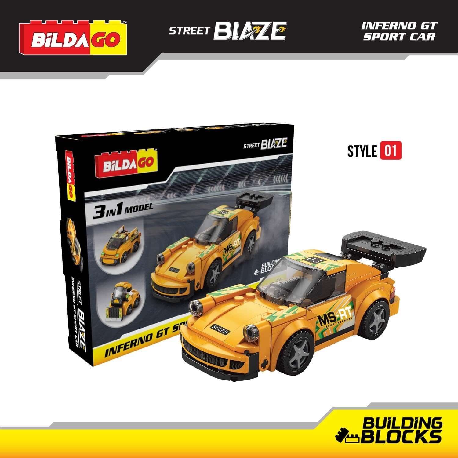 Street Blaze Inferno GT Sports Car – Bildago (SP13418) 3-in-1 Model (149 PCS)