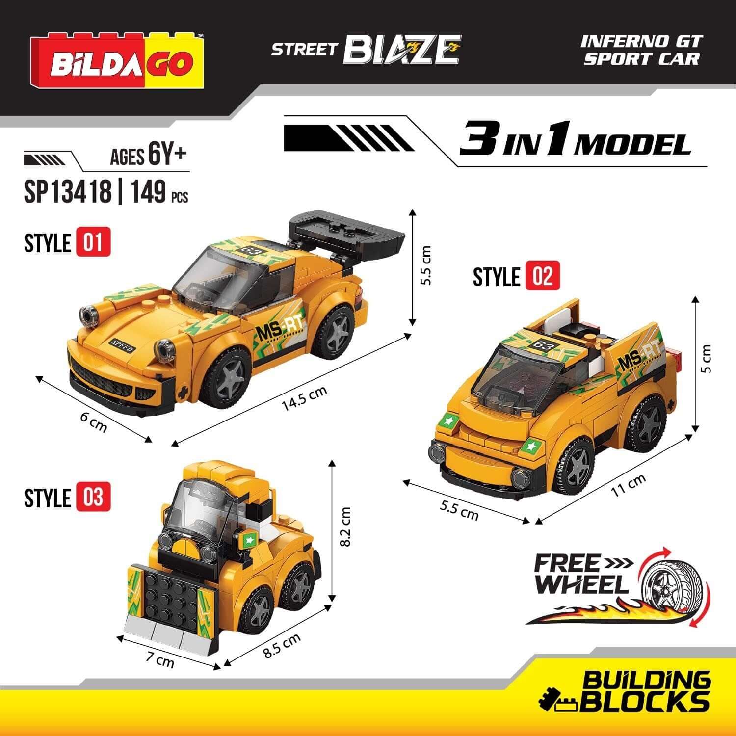 Street Blaze Inferno GT Sports Car – Bildago (SP13418) 3-in-1 Model (149 PCS)