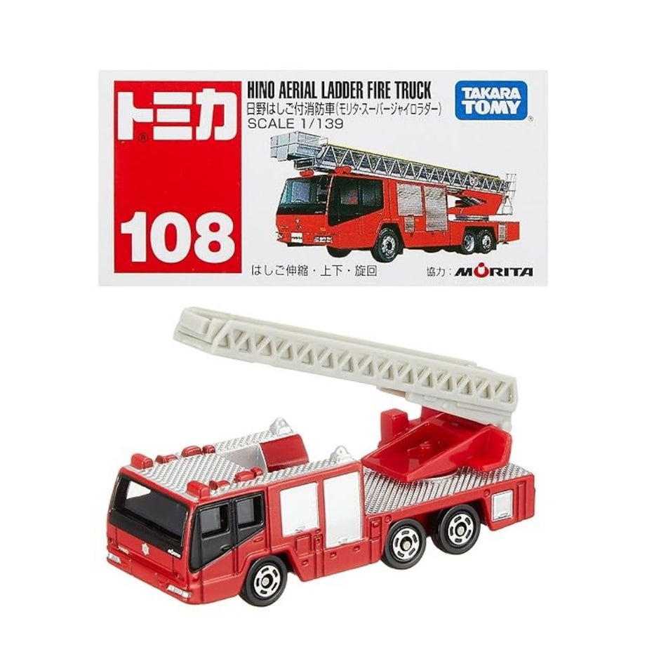 Tomica – Hino Aerial Ladder Fire Truck No.108 | Die-Cast Emergency Vehicle Model 1:139 Scale (Ages 3+)