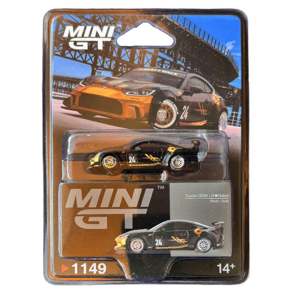 Toyota GR86 LB★Nation Black / Gold – Mini GT 1149 Blister Pack
