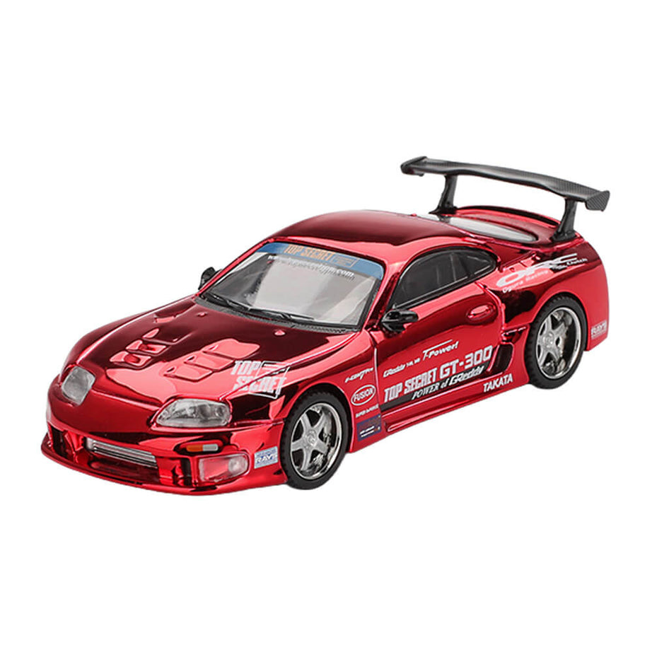 [Ships After 13 July - Tentative] Toyota Supra (A80) Top Secret GT-300 Top Secret Red Chrome – MINI GT 1132 Boxed