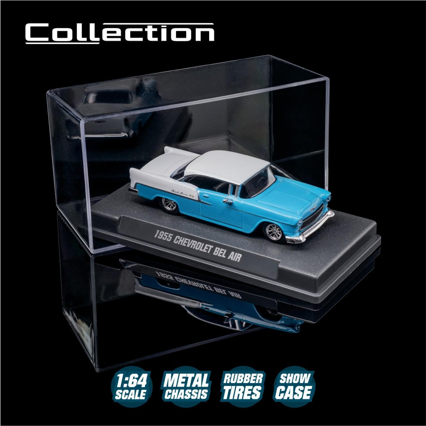 Majorette Collection – 1955 Chevrolet Bel Air Diecast Model Car | 1:64 Scale (Ages 14+)