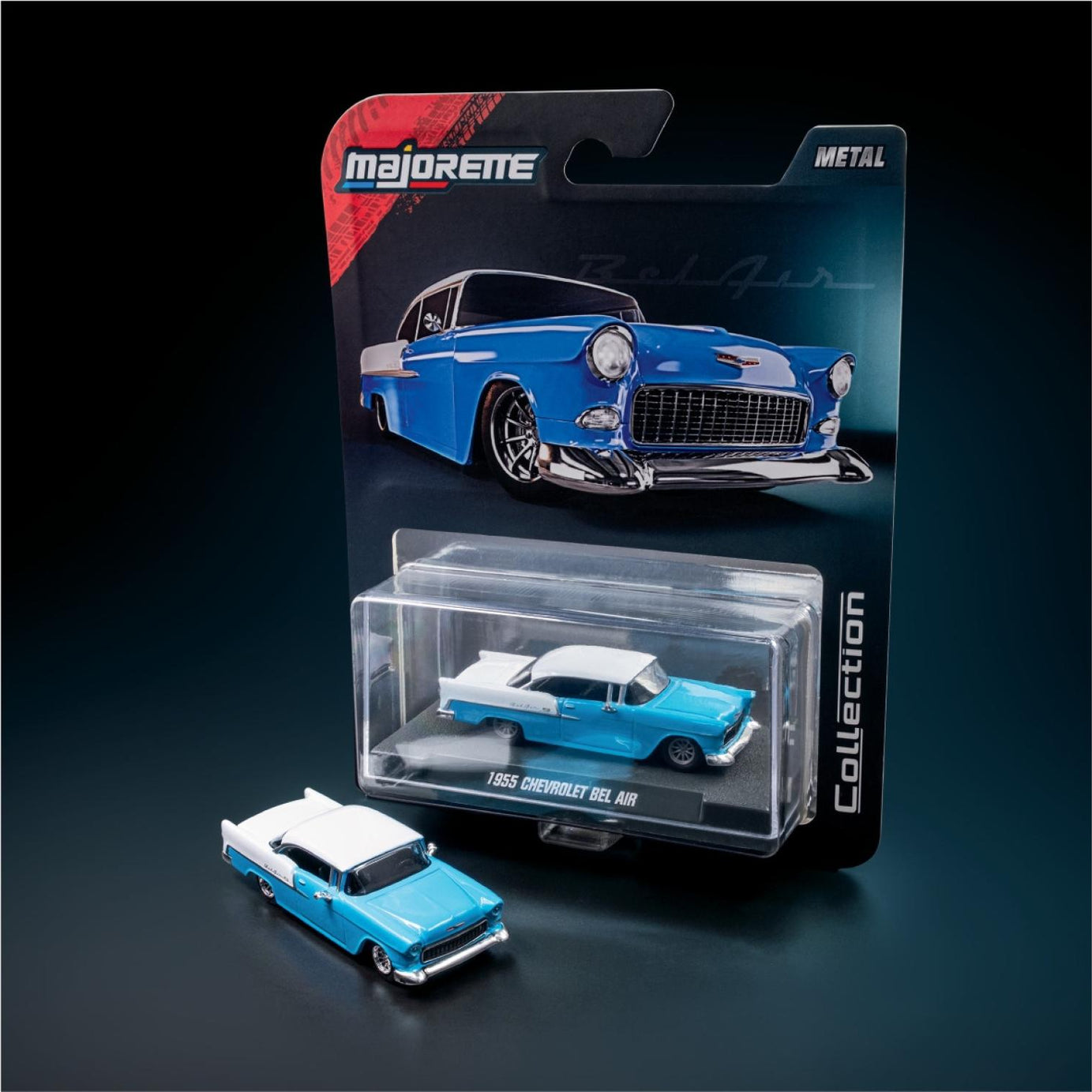 Majorette Collection – 1955 Chevrolet Bel Air Diecast Model Car | 1:64 Scale (Ages 14+)