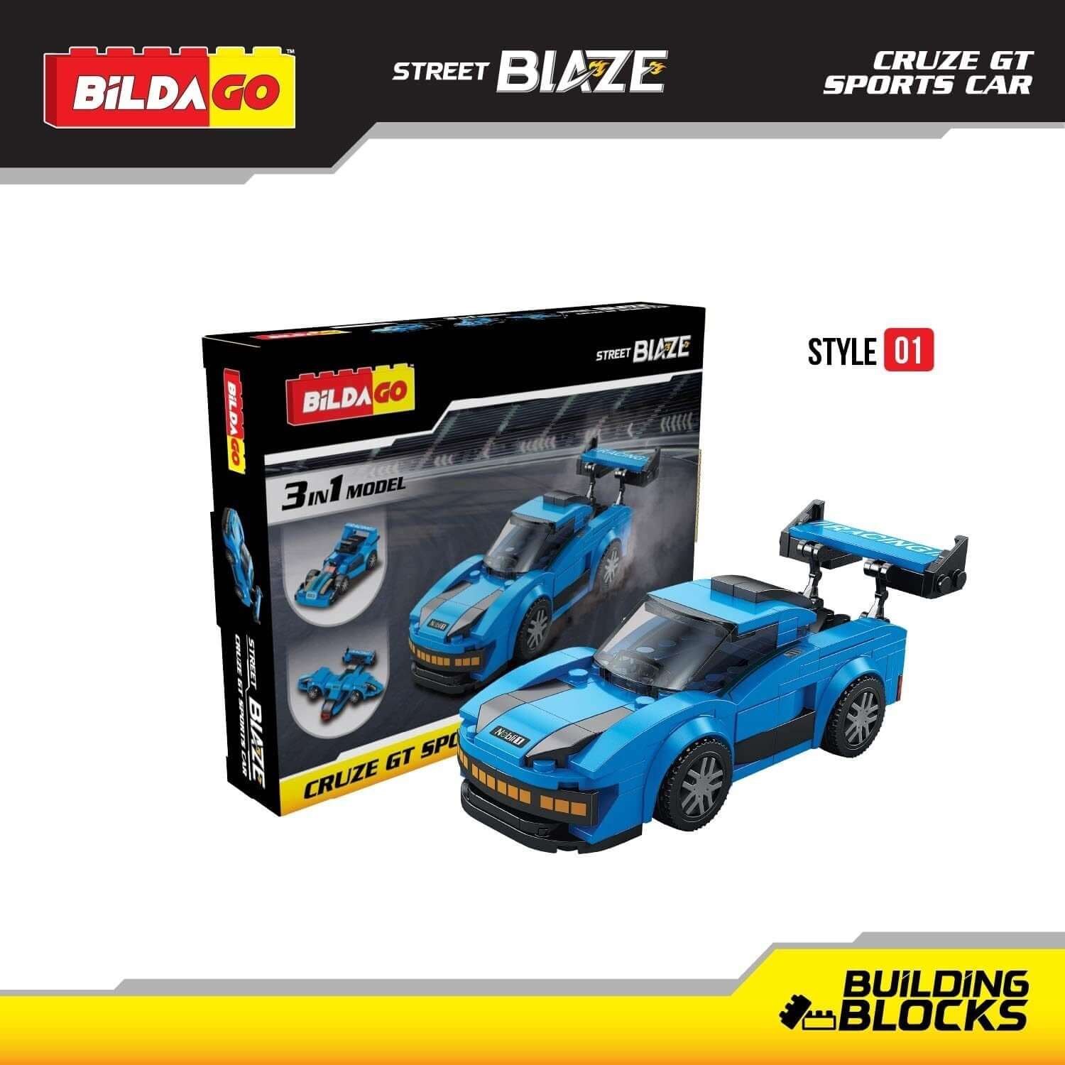 Street Blaze Cruze GT Sports Car – Bildago (SP13421) 3-in-1 Model (150 PCS)