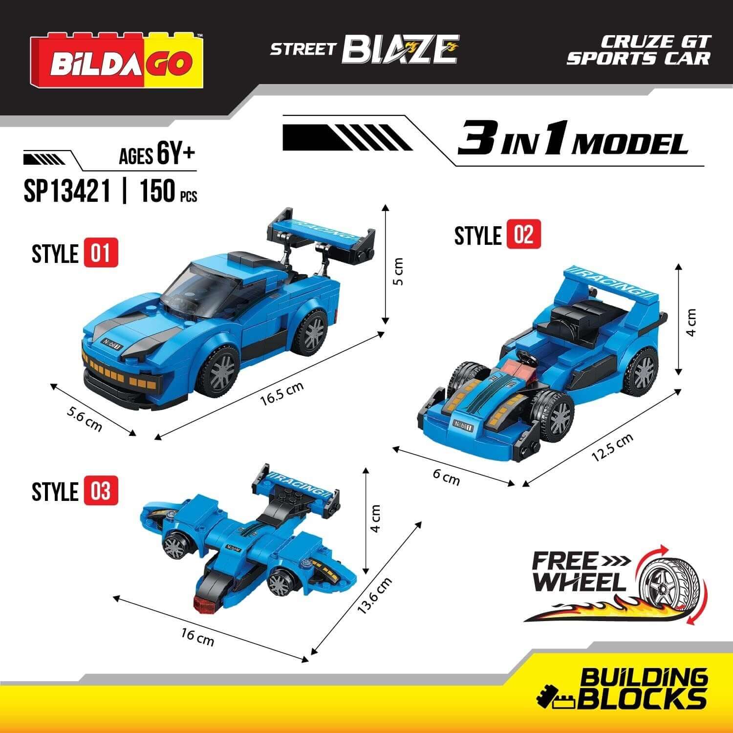Street Blaze Cruze GT Sports Car – Bildago (SP13421) 3-in-1 Model (150 PCS)