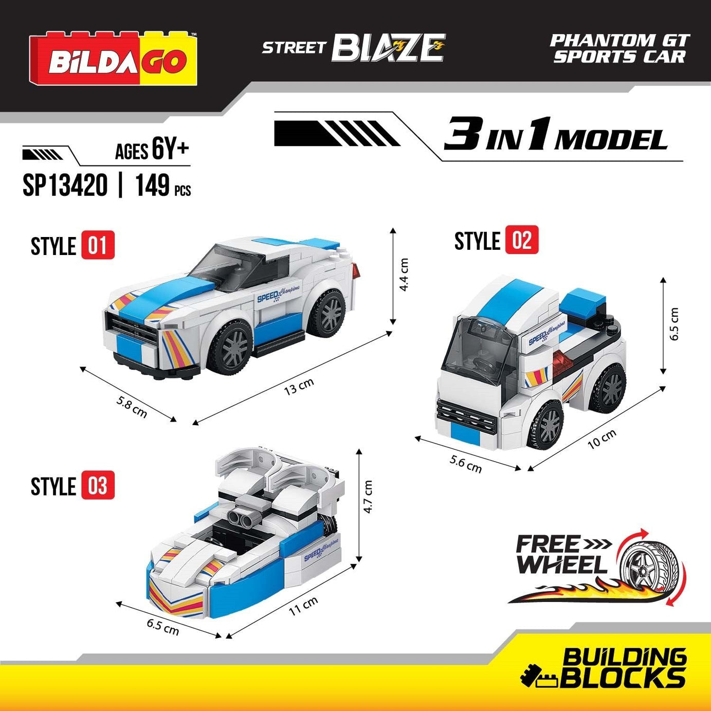 Street Blaze Phantom GT Sports Car – Bildago (SP13420) 3-in-1 Model (149 PCS)
