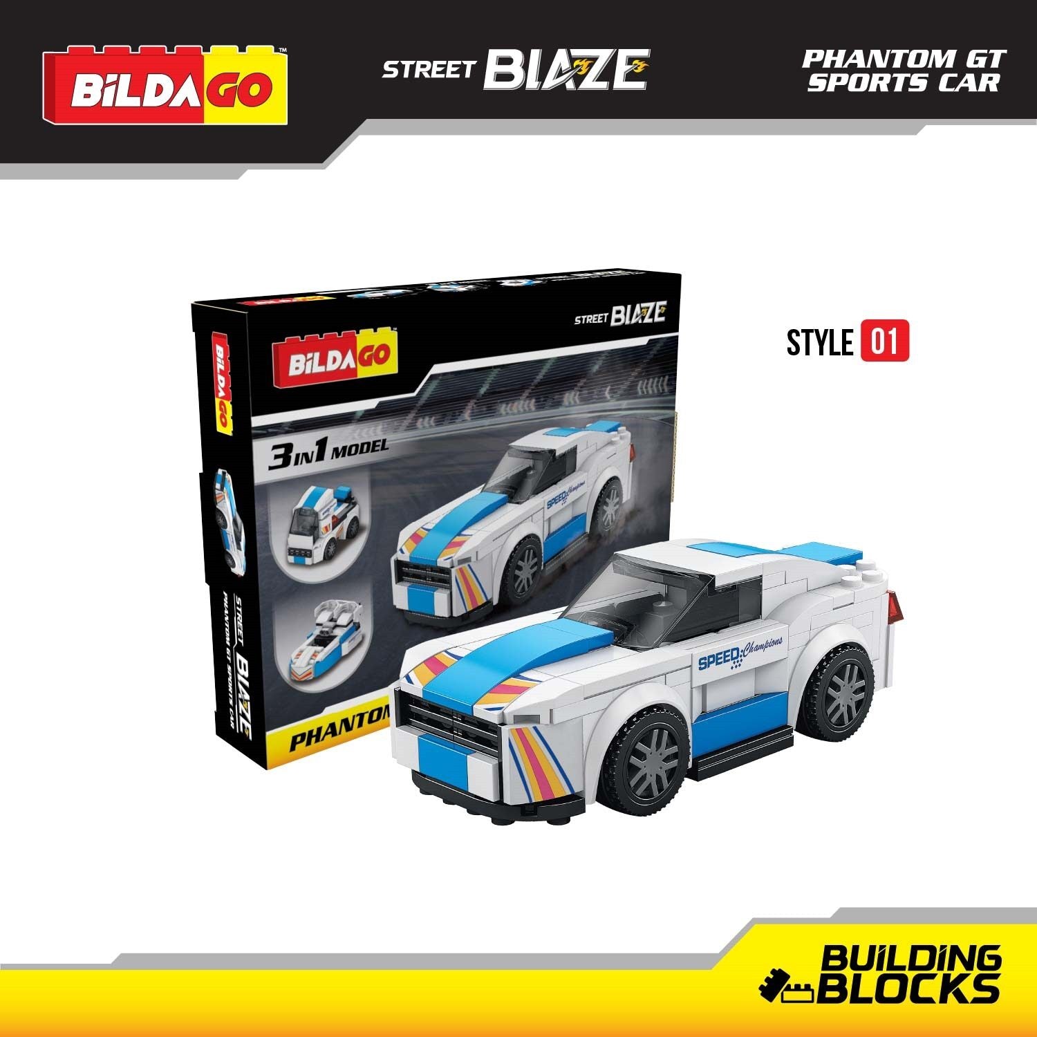 Street Blaze Phantom GT Sports Car – Bildago (SP13420) 3-in-1 Model (149 PCS)